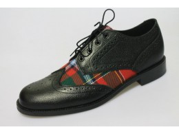 Black Grain Leather with a Drummond Tartan